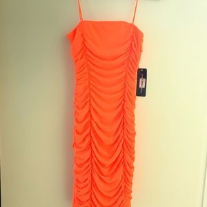 Bright orange mini dress